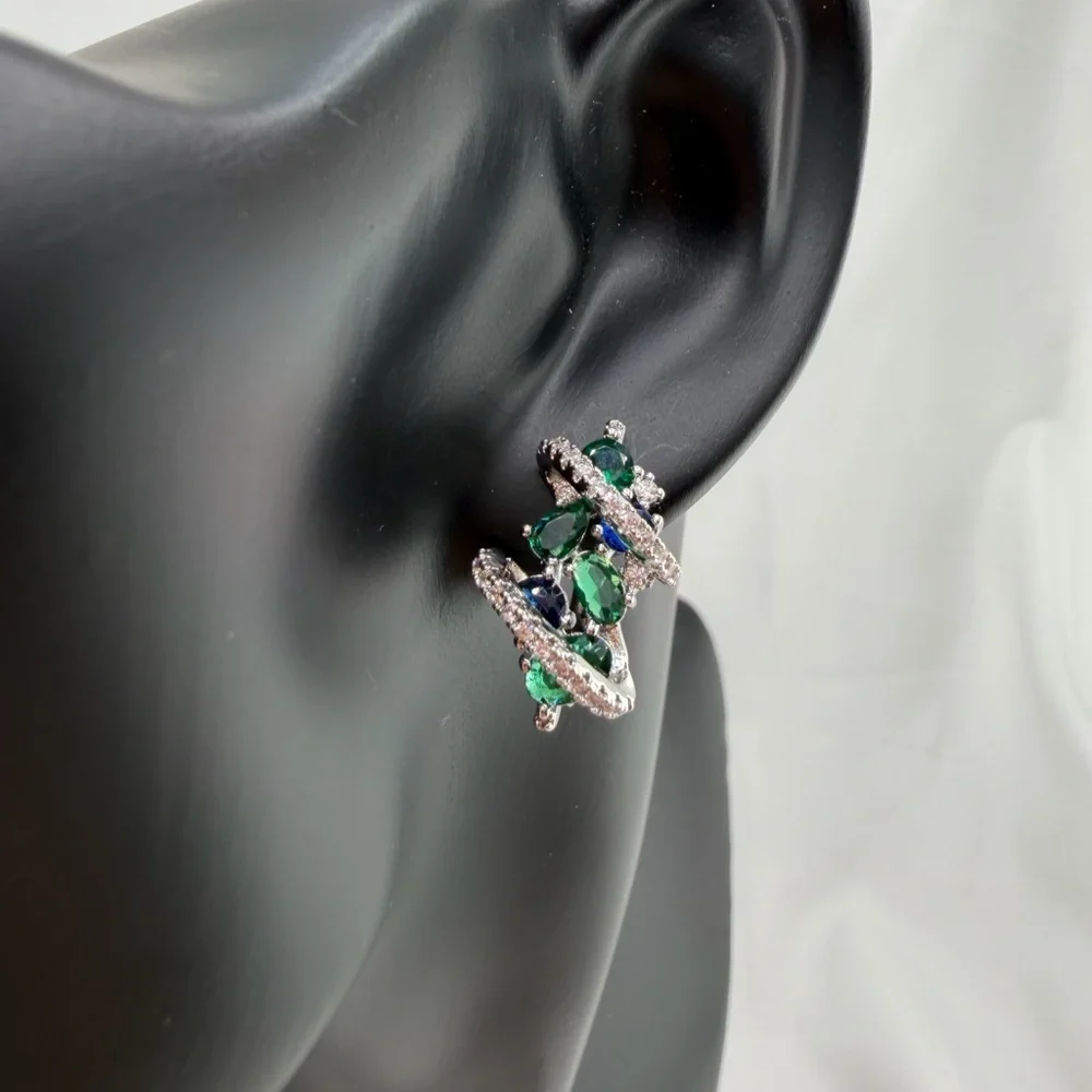 Anthropologie Crystal Swirl Drop Earrings | Elegant Evening Look - Picture 7 of 13